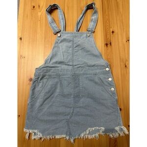 Free People Light Blue Striped Denim Overall Skirt